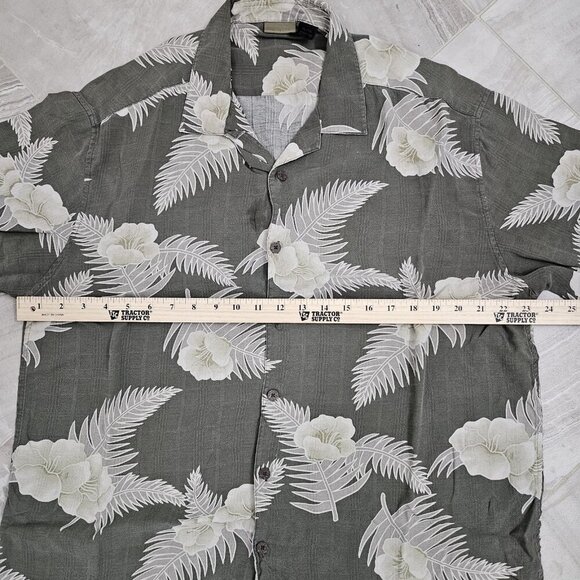 Axist 100% Silk Mens Medium Short Sleeve Button Up Shirt Blue Floral Hawaiian - Picture 4 of 8